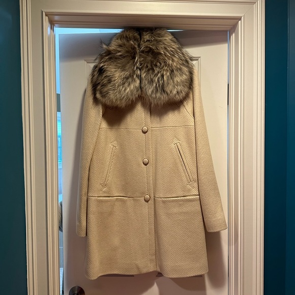 Tory Burch wool coat with detachable fur collar - Picture 1 of 7